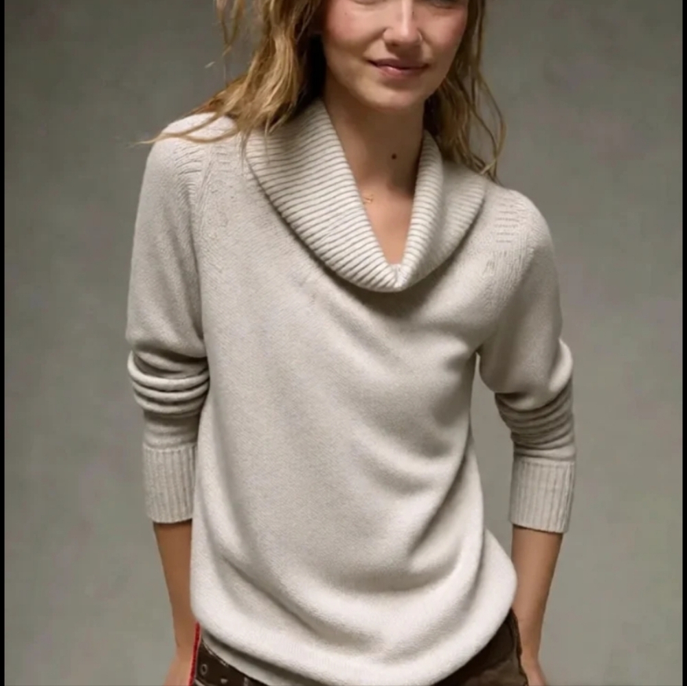 MOTH BY ANTROPOLGIE Cream Cowl Neck Sweater